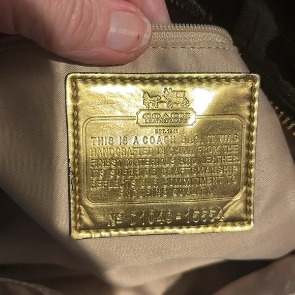 Coach Cheetah print shoulder bag gold/black/patent leather trim chain strap - Picture 14 of 17